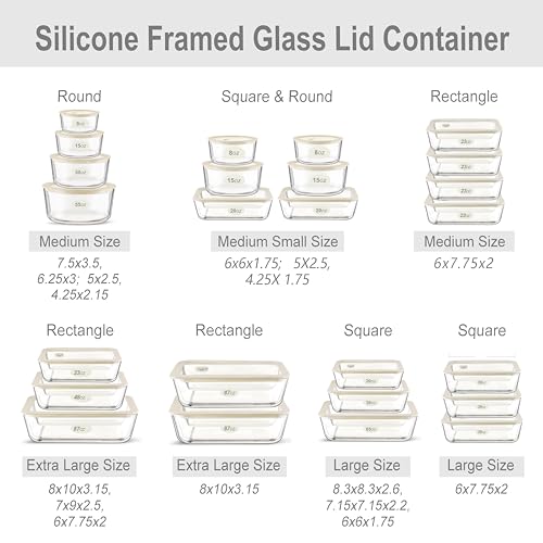 Urban Green Glass Food Container Set with Silicone Glass Lid, 3 Pack, Airtight, LeakProof, 100% Plastic Free, Meal Prep Containers (White Color) - color: White Sand-RT