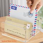 FUCDTEFC Desk Mail Organizer, 5 Section Clear Acrylic File Holder Letter Organizer, Vertical Lightweight Modern Envelope Holder Desk Accessories & Workspace Organizers for Office, Home, School - size: 5 Section Clear