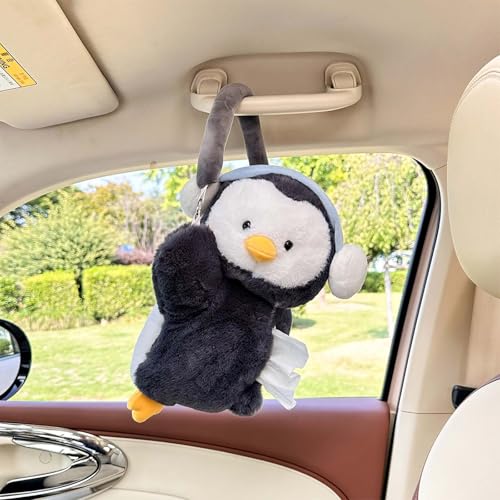 Tissue Box Cover Plush Tissue Box Holder for Car, Home, Decorative Holder/Organizer for Bathroom Vanity Countertop, Nightstands, Office Desk-Penguin - color: Penguin