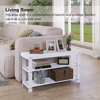 SMIBUY Bamboo Shoe Rack Bench, 3-Tier Shoe Organizer Storage Shelf for Entryway Hallway Bathroom Living Room (White) - color: White