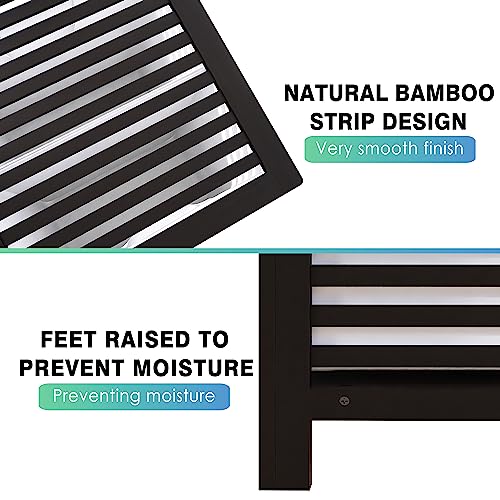 SMIBUY Double Laundry Hamper with Lid, 120L Bamboo Laundry Basket with Removable Liner Bag, 2-Section Clothes Divider Laundry Sorter for Laundry Room, Bathroom, Bedroom (Black) - color: Black