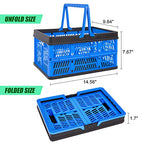3-Pack Collapsible Storage Baskets, Stackable Plastic Crates with Handles for Freezer Organization, Grocery Shopping, RV Camping & Home Storage, Holds 20 lbs Each, Folds Flat to 1.7"