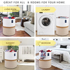 COMSE Extra Large Blanket Basket, Tall Woven Storage Basket, Nursery Hamper, 15.7”x 21.7”, Cotton Rope Laundry Hamper for Toys Clothes Towels, Blend White/Camel - color: Blend White & Camel