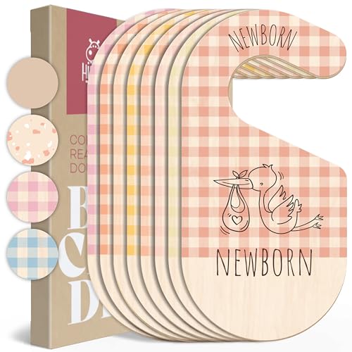 Baby Clothes Organizer - Pink Baby Closet Dividers for Nursery Decor, Storage & Organization - 8 Size Closet Dividers for Hanging Clothes, Gender Neutral Nursery Must-Haves & Accessories - color: Pink Gingham