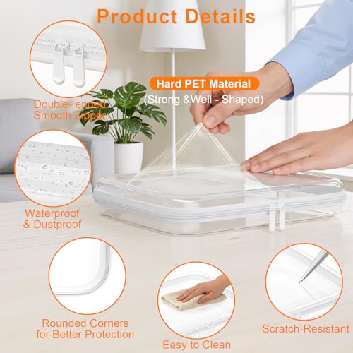 3PCS Clear Hard Shell Zipper Case,Toy Organizers and Storage Box,Clear Toiletry Cosmetic Case,Travel Makeup Bags,Diaper Bag Organizer,Pencil Case,Large Stackable Portable Zipper Pouches 13.8*11.8*2 IN - size: L