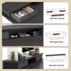TIQLAB Standing Desk with Two Drawers, Stand Up Standing Desk Adjustable Height, Electric Sit Stand Table with Storage Shelf and Splice Board, 63 * 24 inch, Black - color: Black, size: 63*24 inch without keyboard tray