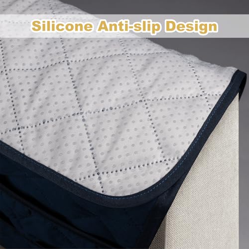 Remote Control Holder for Recliner,Non Slip Armchair Caddy,Sofa Armrest Storage Organizer for Recliner Couch With 6 Pockets for TV Remote,Cell Phone,Magazine - color: Navy