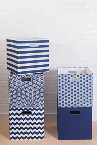 DII Poly-Cube Storage Collection Hard Sided, Collapsible Solid, Large, Nautical Blue - color: Blue, size: Large Square, 13x13x13"