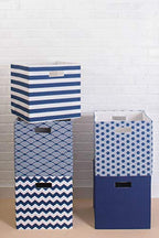 DII Poly-Cube Storage Collection Hard Sided, Collapsible Solid, Large, Nautical Blue - color: Blue, size: Large Square, 13x13x13"