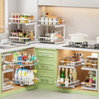Under Sink Organizer, 2 Pack 2 Tier Expandable Height Under-Sink Bathroom Kitchen Organizers And Storage