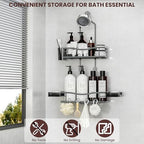 REINHARDT Shower Caddy Hanging, Rustproof Bathroom Caddy Anti-Swing Shower Organizer No Drilling Bath Racks with Soap Holder Multi Hooks Bathroom Storage for Shampoo Sponge, Grey - color: Grey