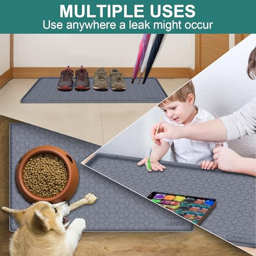 Under Sink Mat, 34" x 22" Waterproof Silicone Under Sink Tray for Kitchen & Laundry Cabinets, Kitchen Cabinet Shelf Protector, Up to 3.3 Gallons Liquid, Fits 36 inch Standard Cabinet(Grey) - color: Blue Grey, size: 22"W x 34"L