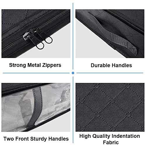 Under Bed Storage Containers, 4-Pack Large Underbed Storage Bags Organizer, Thick Fabric Storage Bins with Clear Window and Handles for Blanket, Comforter, Bedding, Clothes, Black - color: 4 Pcs-Black