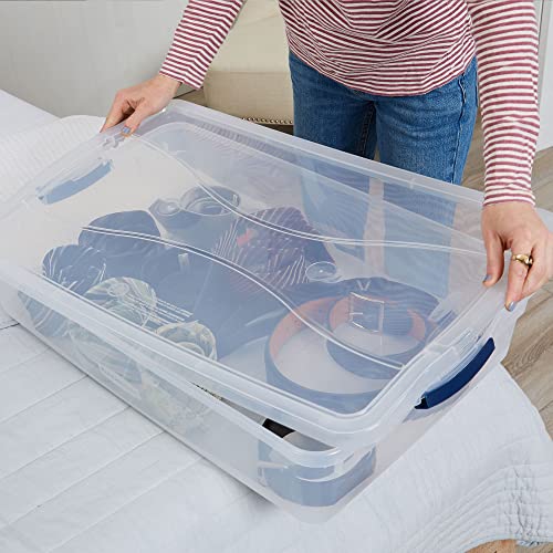 Rubbermaid Cleverstore 42 Quart Stackable Plastic Storage Bin with Lids for Garage, Closet, and Classroom, Clear, 4 Pack - size: 42 Qt - 4 Pack