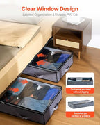VEVOR Under Bed Storage with Clear Lids, 39.2 x 19.7 x 7.1 Inch, 90L Large Underbed Clothes Storage Containers, Low Profile Under Bed Drawer Shoe Organizer Bins Box for Blanket Shoe Bedroom, 4 Pack