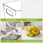 YKIOKE 8 Pack Clear Plastic Storage Bins with Handles,4 Large and 4 Small Stackable Organizer Containers for Kitchen, Countertops, Cabinets, Fridge, Drinks, Fruits, Vegetable, Cereals - size: 8-Pack