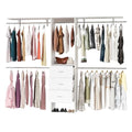 LINLUX 8FT Closet System 94'' Closet Organizer with 3 Drawers,4 Extendable Hanging Rods,Wood Closets Built In System Tower with Adjustable Shelves,Walk-in Closets Wardrobe Clothes Garment Rack(White)