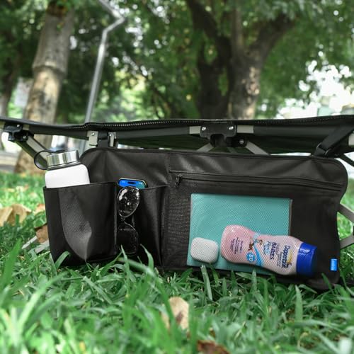 Xxerciz Side Bag for Camping Cot, Bedside Storage Pocket for Coleman Camping Cot, Nylon pouch with Mesh Pocket for Camping Travel, Wagon Cart Side Storage Bag, 24.5 ×11 Inches