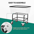 Large Rolling Laundry Cart with Wheels Holds 2 Washer Loads, Wire Laundry Basket, Heavy-Duty Steel Storage Basket with Galvanized Finish, for Commercial or Home Laundry - size: 2 Washer Loads