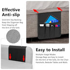 Non-slip Couch Organizer Armchair Caddy, Oxford TV Remote Control Holder Bedside Caddy with 5 Pockets for Key Glasses Phone Magazine Holders. - size: 35"x12.4"