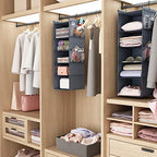 MAX Houser 5 Shelf Hanging Closet Organizer, Space Saver, Cloth Hanging Shelves with 4 Side Pockets, Foldable, Grey - color: Grey-6