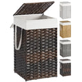 SONGMICS Laundry Hamper with Lid, 17.2 Gallon (65 L) Synthetic Rattan Clothes Laundry Basket with Lid and Handles, Foldable, Removable Liner, Chestnut Brown ULCB165K01 - color: Chestnut Brown, size: 65 L