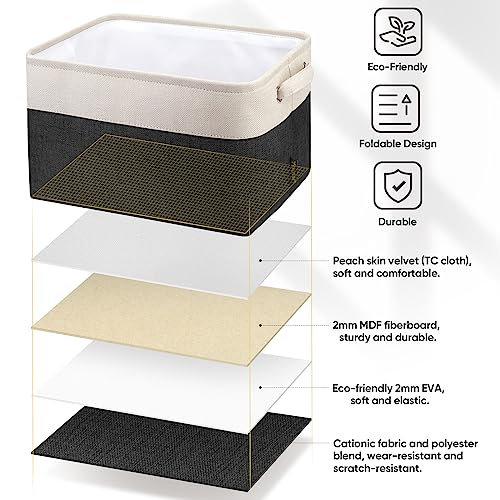 BALEINE 1 Pack Fabric Closet Storage Bins for Shelves, Linen Closet Organizers and Storage, Decorative Baskets for Organizing, Shelf, Clothes, Home, Office (Black, 15''x11''x9.5'') - color: Black, size: 1PCS/Large-15x11x9.5