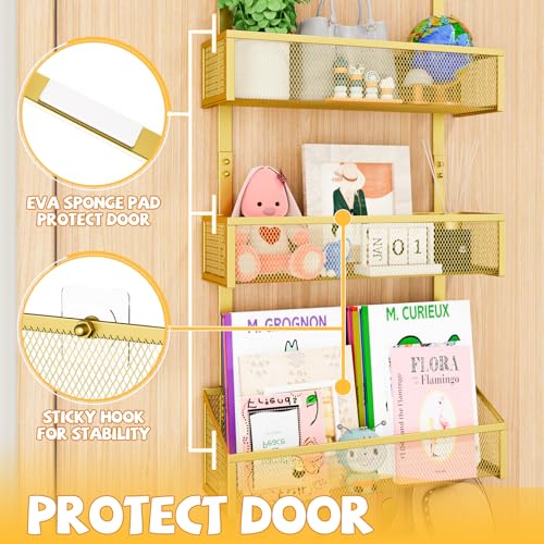 Kaiferty Over The Door Hooks Organizer, Coat Rack Over The Door Storage Hanger Towel Rack, Back of Door Storage Organizer for Bathroom,Bedroom,Kitchen,Office (Gold, 4-Tier) - color: Gold, size: 4-Tier