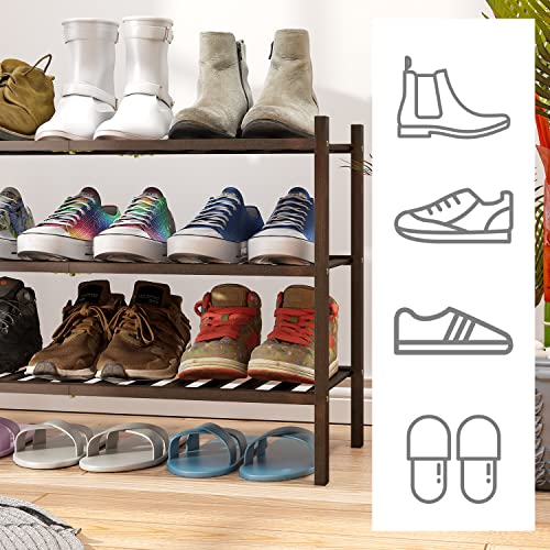 viewcare Shoe Rack for Closet, 3-Tier Bamboo Wood Shoe Racks, Stackable | Beautiful | Natural | Functional | Sturdy, Bamboo Shoe Rack for Entryway Hallway Closet - color: Brown, size: 3-Tier