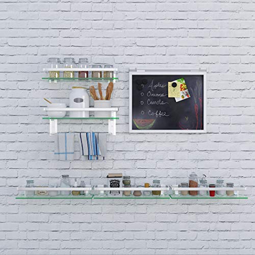 VOLPONE Bathroom Wall Shelf 15.7in Bathroom Glass Shelves Wall Mount Glass Shelf Rustproof Bathroom Wall Organizer 3 Tier (Sliver) - style: 3 tier without towel bar silver