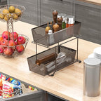 Simple Houseware Cabinet 2 Tier Perforated Basket Drawer, Bronze - 2 Pack - color: Bronze, size: 2-Pack