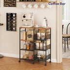 SWTYMIKI Kitchen Island Cart on Wheels - 4 Tier Rolling Kitchen Table Cart with Storage Shelves, 6 Removable Hooks& Locking Casters, Coffee Bar Cabinet for Dining Room Pantry Office, Espresso - size: 28x11.81in, style: Espresso