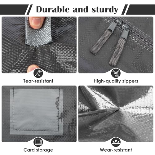 6 Pack Moving Bags with Full-Open Side Zipper, Extra Large 93L Heavy Duty Waterproof Foldable Storage Totes for College Dorm, Moving & Home Organization Gray - color: Gray, size: 6 Pack