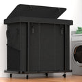60 Gal(230L) High Grade Large Laundry Basket with Wheels, Rolling Laundry Hamper, Laundry Cart with Metal Frame and Removable Bag Design, Suitable for Laundry Room, Bedroom (Black, 3 Section 230L) - color: Black, size: 3 Section 230L