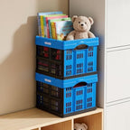 VEVOR Plastic Collapsible Storage Bins, 25L 3 Packs, Stackable Folding Storage Crates with Handles, Holds 22 lbs Per Bin, Foldable Heavy Duty Containers, Space-Saving Baskets, for Home Organizing - size: 25L-Blue-3PC