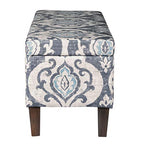HomePop Large Upholstered Rectangular Storage Ottoman Bench with Hinged Lid, Slate Damask - color: Slate Damask