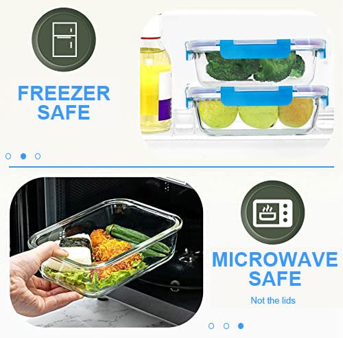 30 Pieces Glass Food Storage Containers, Meal Prep Set with Snap Locking Lids, Airtight lunch Containers, BPA-Free, Microwave, Oven, Freezer & Dishwasher Friendly,Blue - color: Blue
