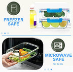 30 Pieces Glass Food Storage Containers, Meal Prep Set with Snap Locking Lids, Airtight lunch Containers, BPA-Free, Microwave, Oven, Freezer & Dishwasher Friendly,Blue - color: Blue