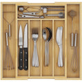 Youpehom Bamboo Utensil Organizer for Kitchen Drawers, Expandable Utensil Tray and Cutlery Silverware Holder,Wood Drawer Dividers with 7 Adjustable Slots - size: 7 Slots Expandable