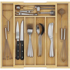 Youpehom Bamboo Utensil Organizer for Kitchen Drawers, Expandable Utensil Tray and Cutlery Silverware Holder,Wood Drawer Dividers with 7 Adjustable Slots - size: 7 Slots Expandable