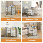 Baby Diaper Caddy Organizer Cart with Wheels, 4-Tier Rolling Diaper Cart with Dividers and Drawers, Multi-Layer Nursery Storage for Diapers & Baby Essentials - color: Grey