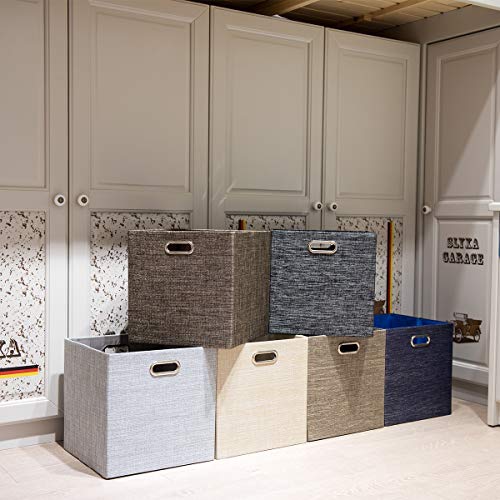 Posprica Storage Cube Basket Bins,13×13 Foldable Storage Boxes for Closet Organizer Shelf Cabinet Bookcase,Thick Fabric Drawer,Set of 4, Beige - color: Beige, size: 13×13×13/4pcs