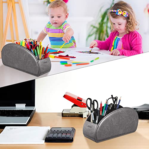 SITHON Remote Control Holder with 5 Compartments - PU Leather Remote Caddy Desktop Organizer Store TV, DVD, Blu-Ray, Media Player, Heater Controllers, Dark Gray - color: Dark Gray, size: Small