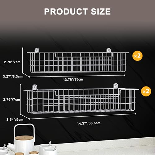 Spice Rack Wall Mount, 4-Pack Seasoning Organizer for Kitchen Storage Organization, Spice Holder Shelf Saving Space for Cabinet, RV, Pantry, Silver - color: Silver-4 Pack