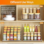 RCHYFEED Spice Rack Organizer for Cabinet, 4 Tier Spice Rack, Depth Adjustable Spice Organization for Cabinet Easy Visibility, Tiered Adjustable Spice Shelf for Kitchen Countertop Pantry Cupboard