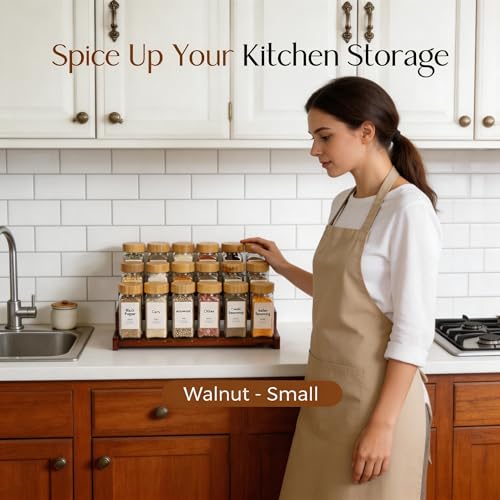 Bamboo Spice Rack，3-Tier Spice Rack Organizer for Cabinet or Pantry (Walnut, M) - color: Walnut, size: M