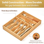 Umilife Bamboo Kitchen Drawer Organizer, 13 Inch Silverware Utensil Tray Holder, Extra Deep Grooved Drawer Divider, 7 Slots Total Bamboo Wood Caddy for Flatware Cutlery Knives, Forks, Spoons - size: 13 x 17 Inch (7 Slots)