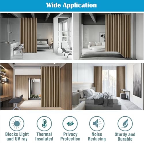 Room Divider Multi-Scenario Blackout Curtain - Noise Reducing Thermal Insulated Space Saver for Apartments, Offices, Dorms, Home Theaters Partition Curtains, 15ft W x 8ft L, Tan, 1 Panel - color: Tan, size: 180"W x 96"L (Pack of 1)