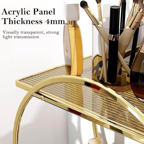 Perfume Organizer for Dresser, 2 Tier Bathroom Counter Organizers and Storage, Gold Makeup Organizer for Vanity, Bathroom Accessories & Decor, Skincare Perfume Trays Cosmetic Display Holder - color: Gold