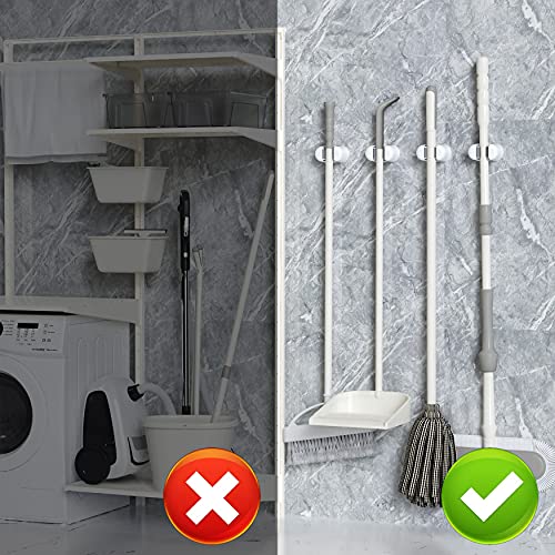 BEZOX Broom Holder, 3 PCS Wall Mount Mop Organizer Gripper, Self-adhesive Cleaning Suppliers Hanger Stands Rack for Bathroom, Kitchen, Garden, Garage Organization Storage - style: Classic